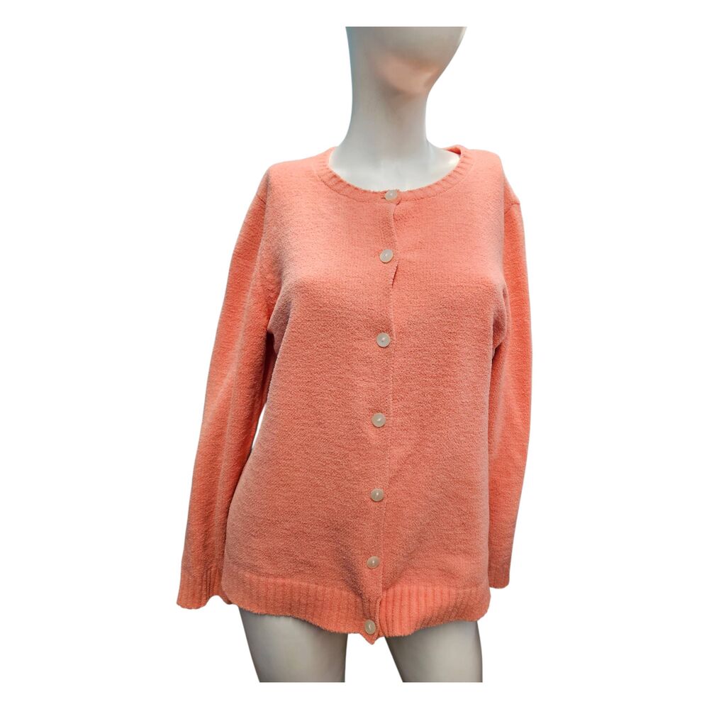Appleseeds Soft Orange Cardigan Sweater Womens Size Medium